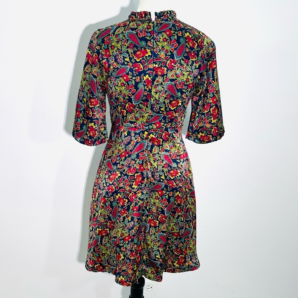 Melloday floral print dress with high neck and 3/4 sleeves - Picture 2 of 5